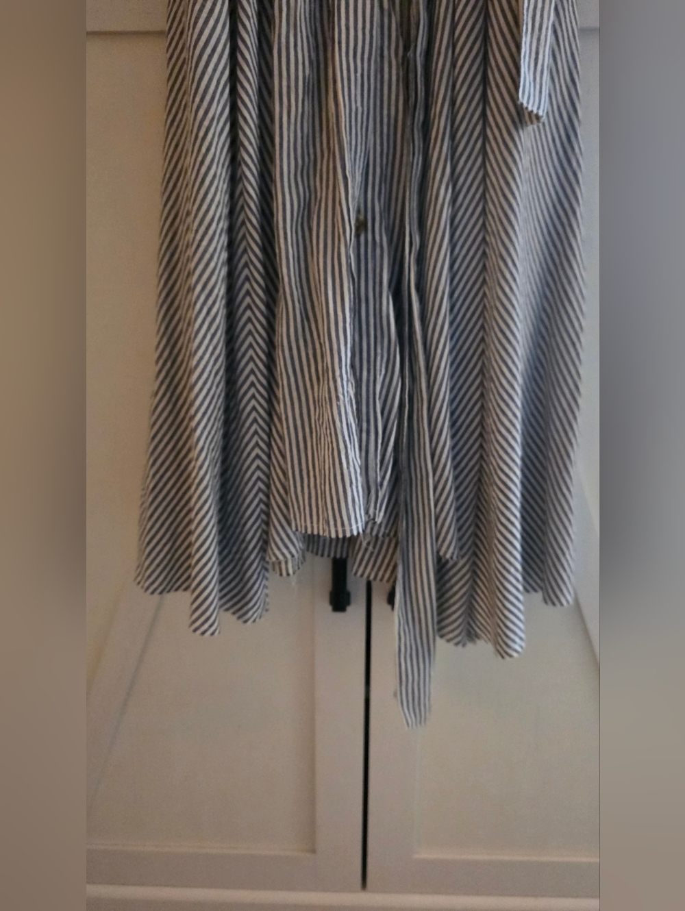 By Together Navy & White Striped Maxi Shirt Dress with Tie Waist - Picture 5 of 7